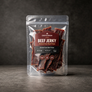 Clear high-barrier beef jerky zipper pouch