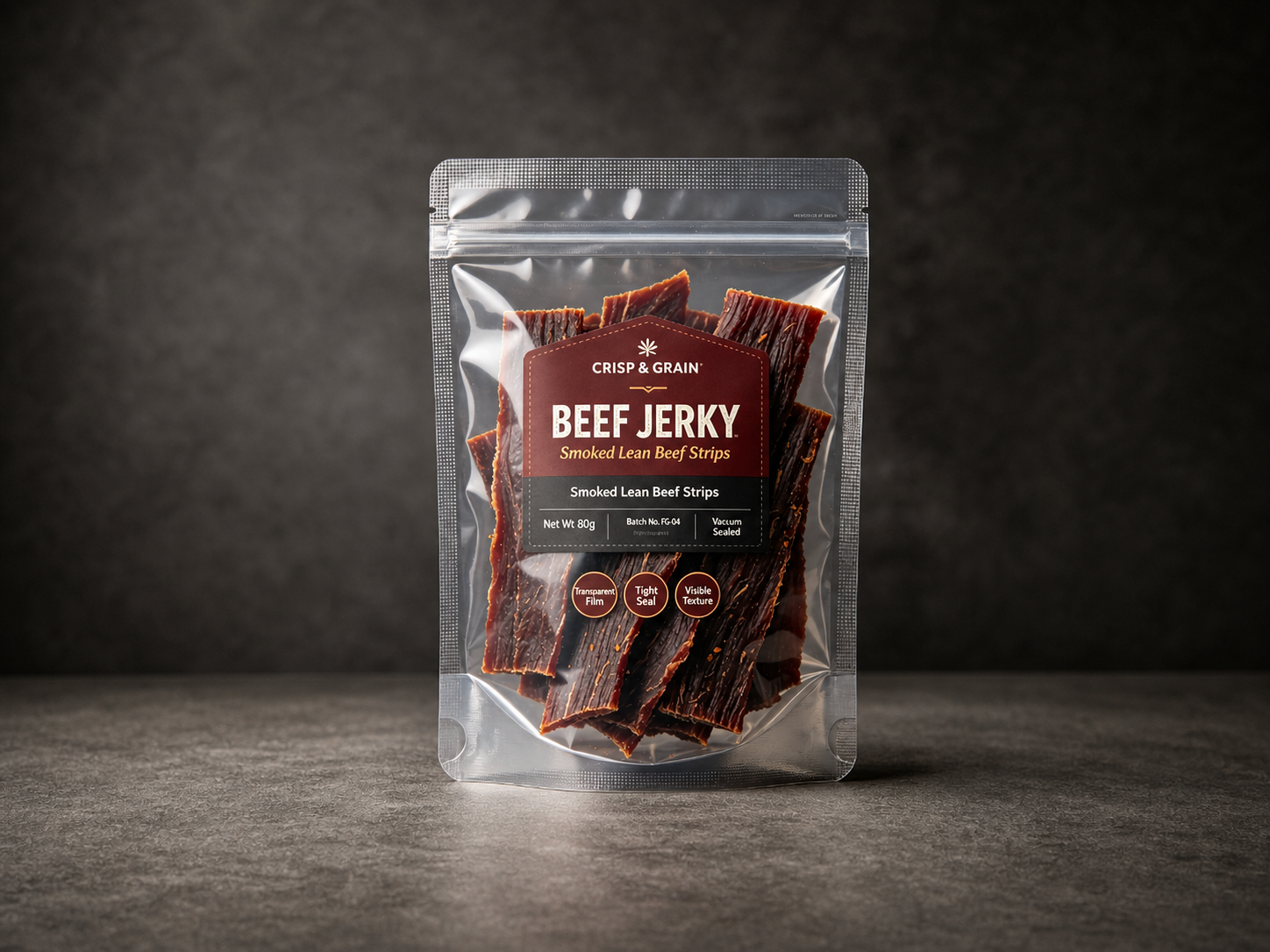 beef jerky barrier pouch expanded Clear high-barrier beef jerky zipper pouch