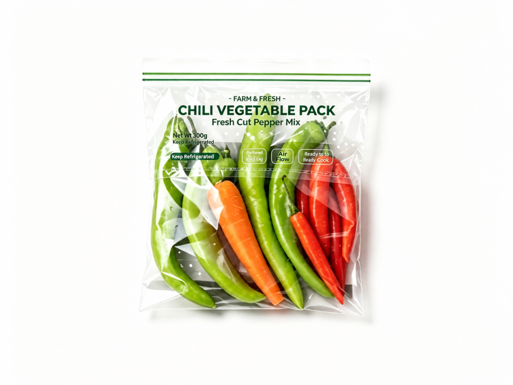 Clear microperforated fresh-cut pepper bag