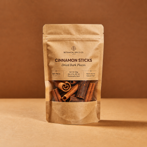 Kraft cinnamon stick zipper pouch with window