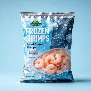 Frozen Shrimp Pillow Bag packaging example