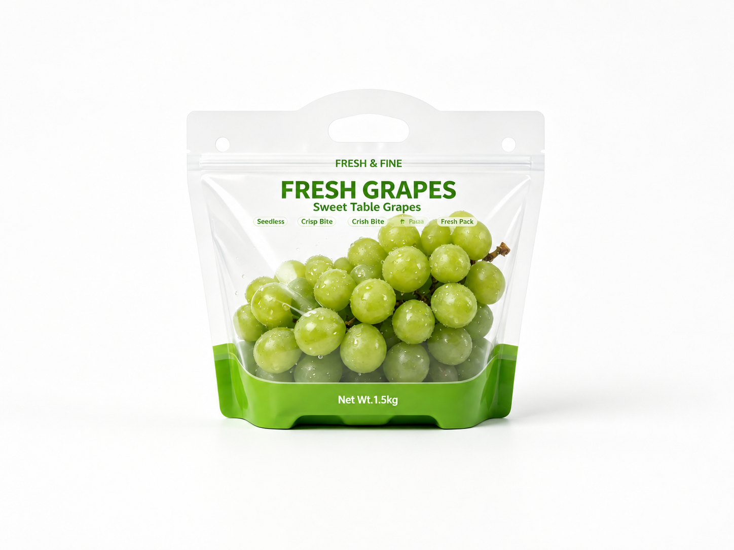 grape carry stand up pouch expanded Clear grape carry stand-up pouch