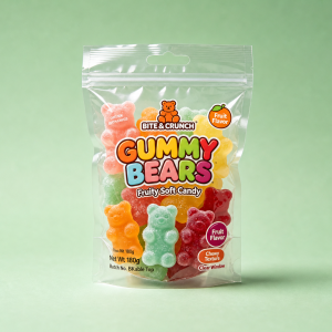 Clear gummy candy zipper pouch with hang hole