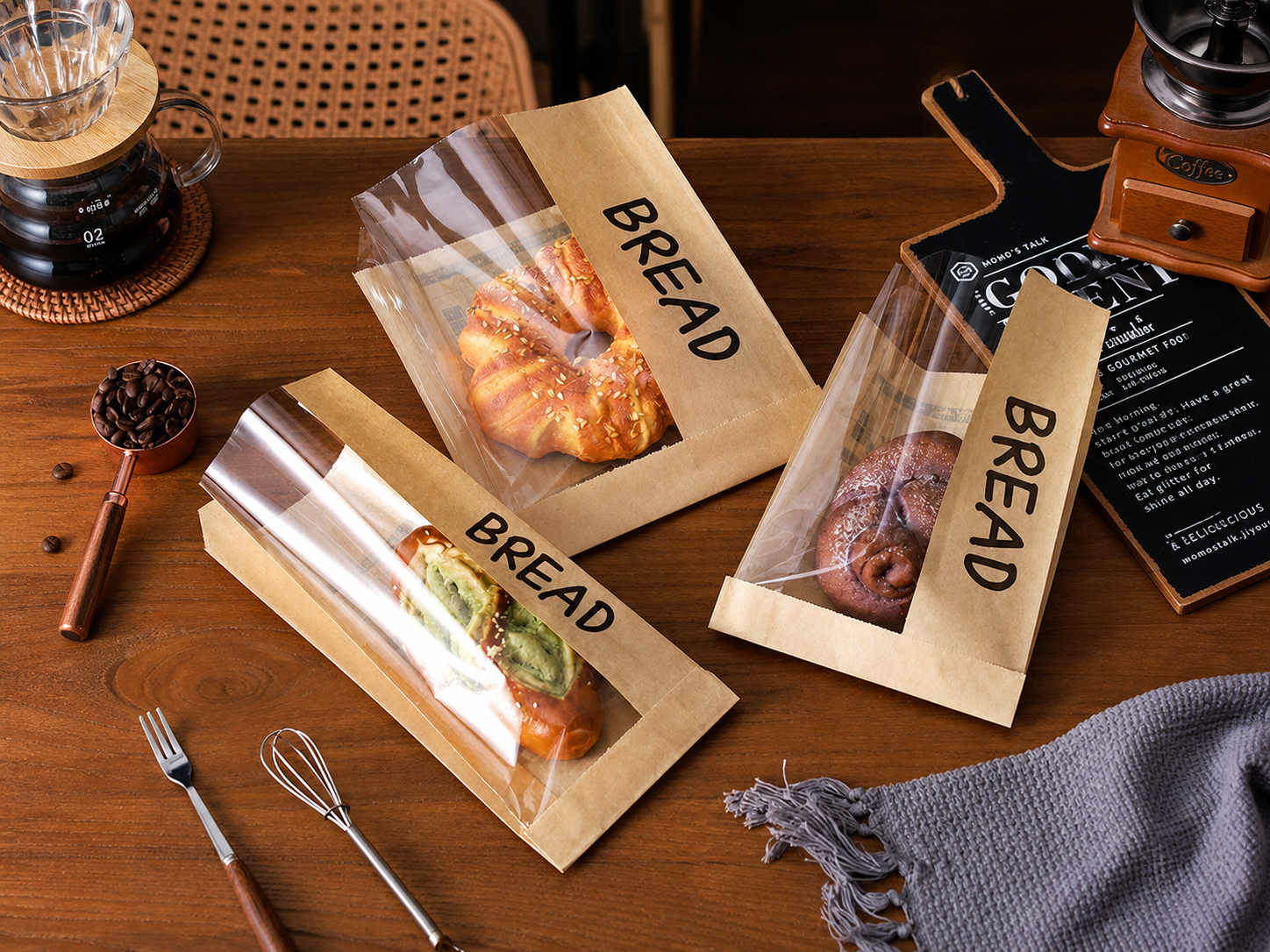 kraft window bakery bag expanded Kraft Window Bakery Bag packaging example