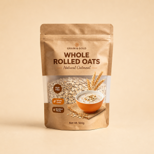 Kraft oats zipper pouch with window