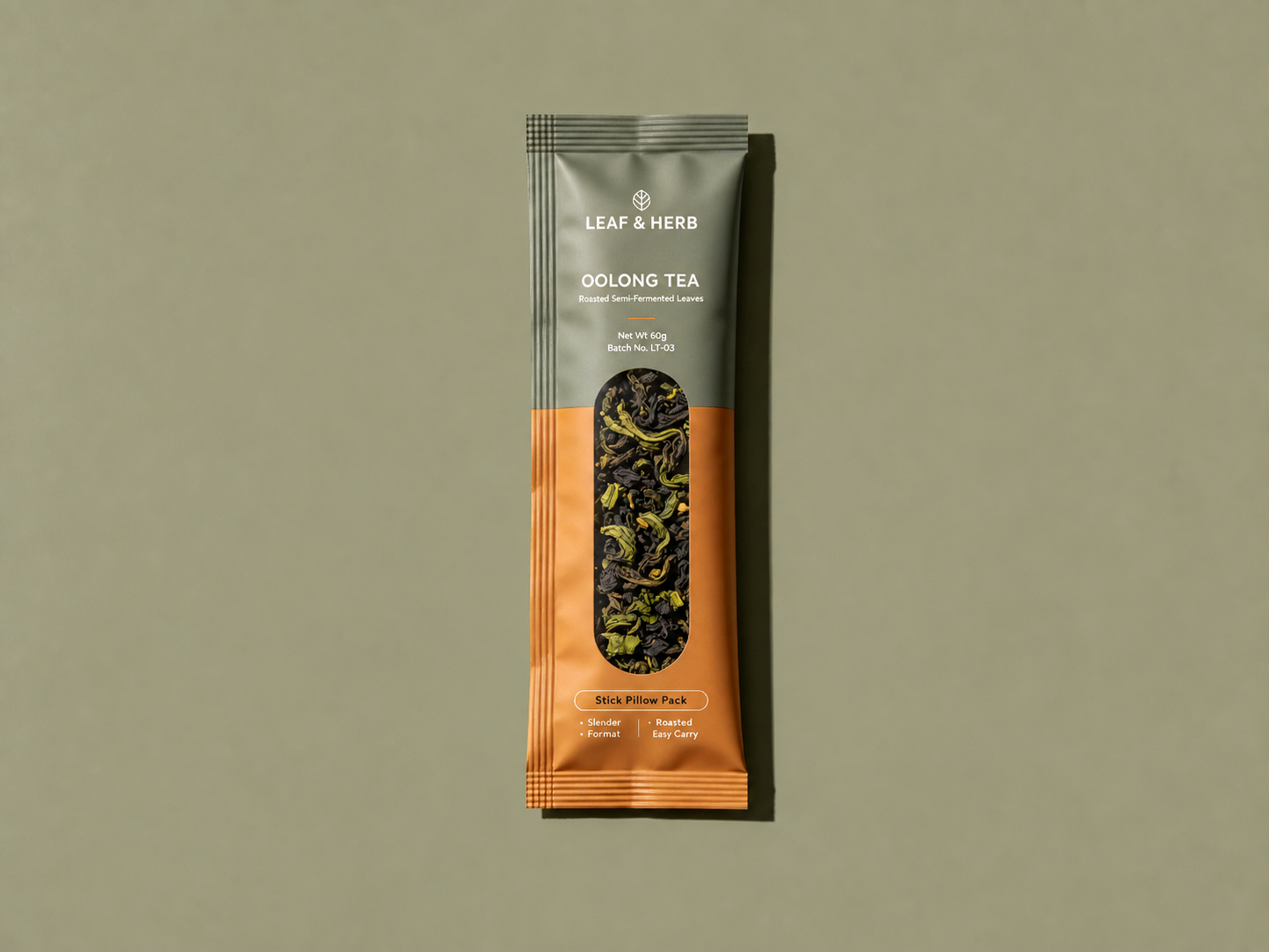 oolong tea stick pack expanded Slim oolong tea stick pillow pack with window
