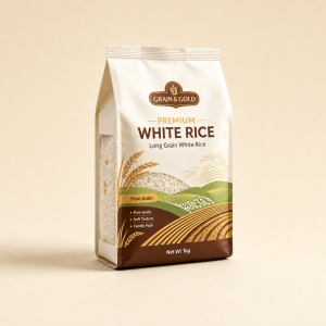 White rice side-gusset bag