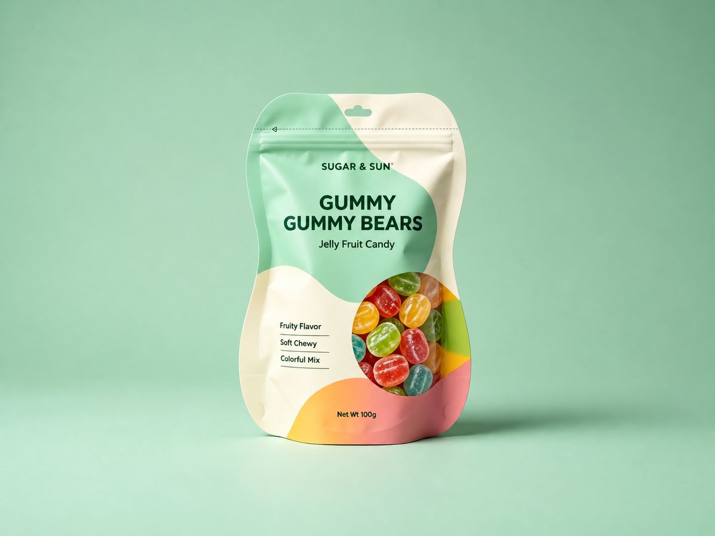 shaped gummy zipper pouch expanded Shaped Gummy Zipper Pouch flexible packaging example