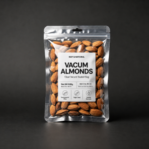 Clear vacuum almond pouch with zipper and hang hole